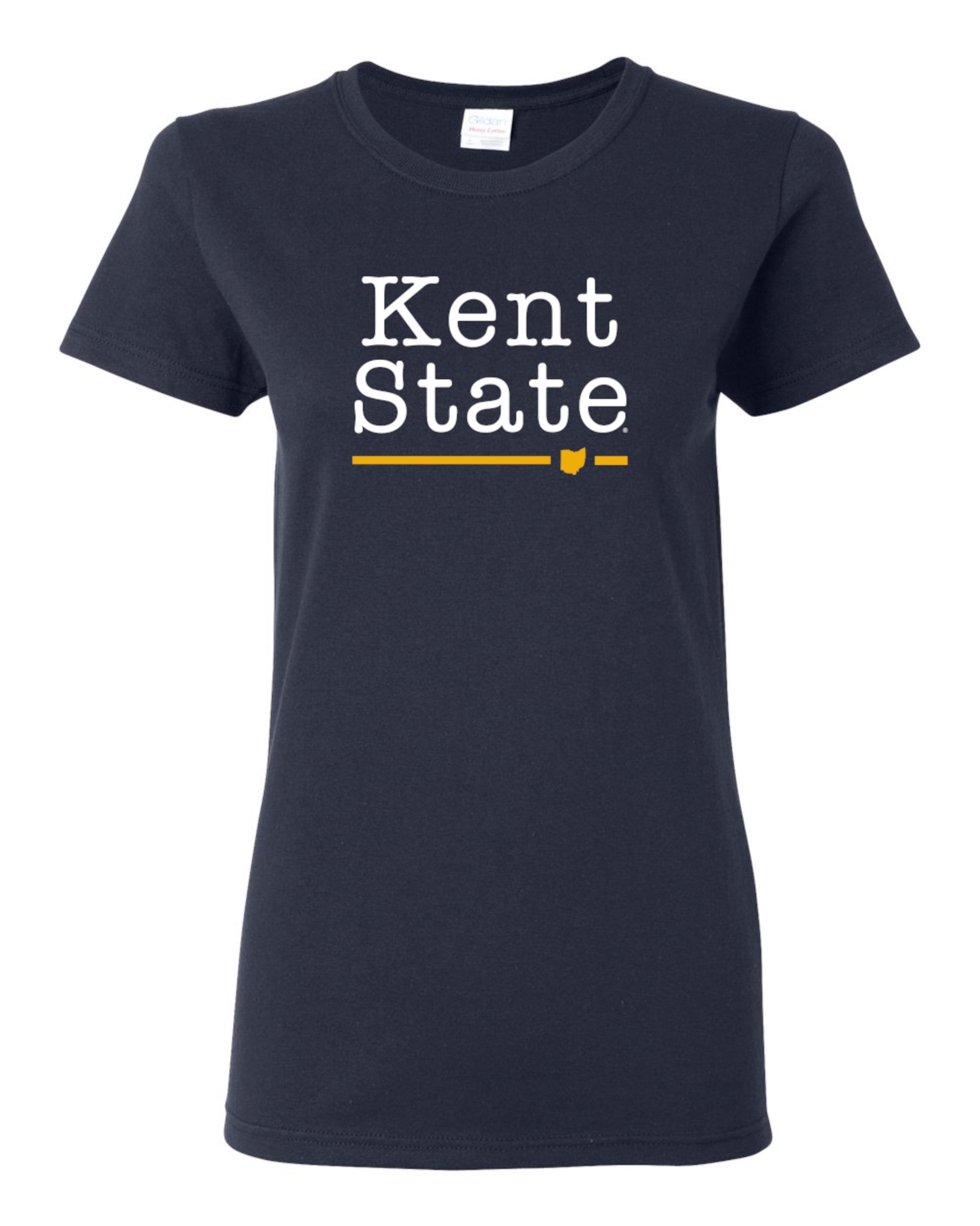Kent State Navy Women's Fit Tee With Ohio Shape