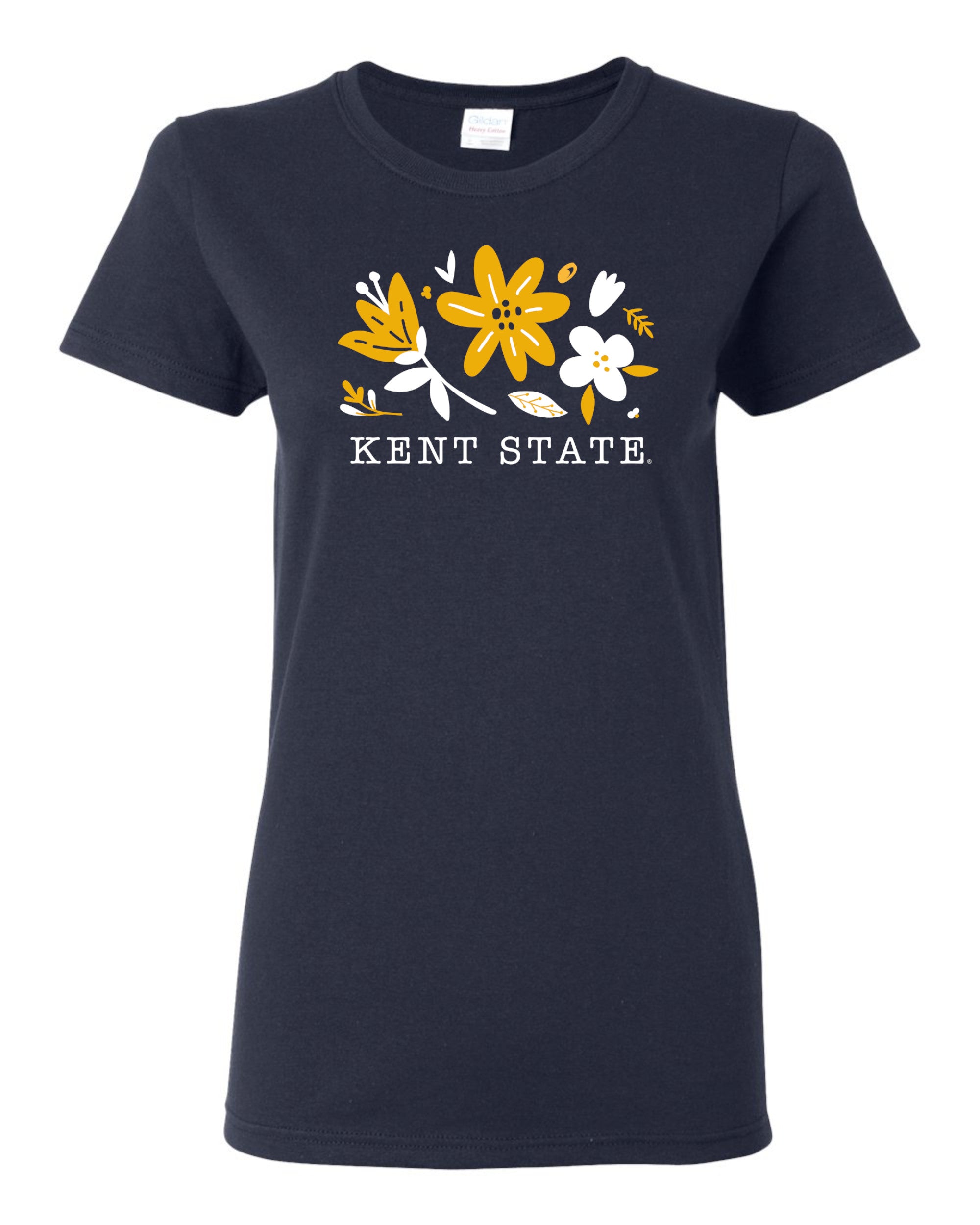 Kent State Floral Pattern Navy Women's Fit Tee