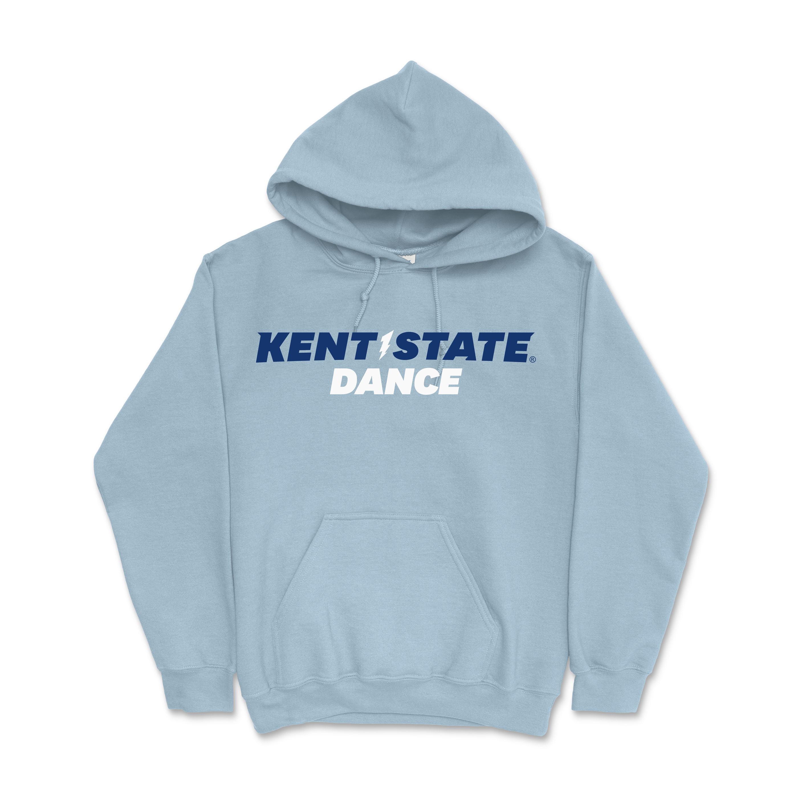 Kent State Dance Light Blue Hoodie featuring a comfortable fit with bold navy and white text, perfect for showing support for Kent State University dance apparel.