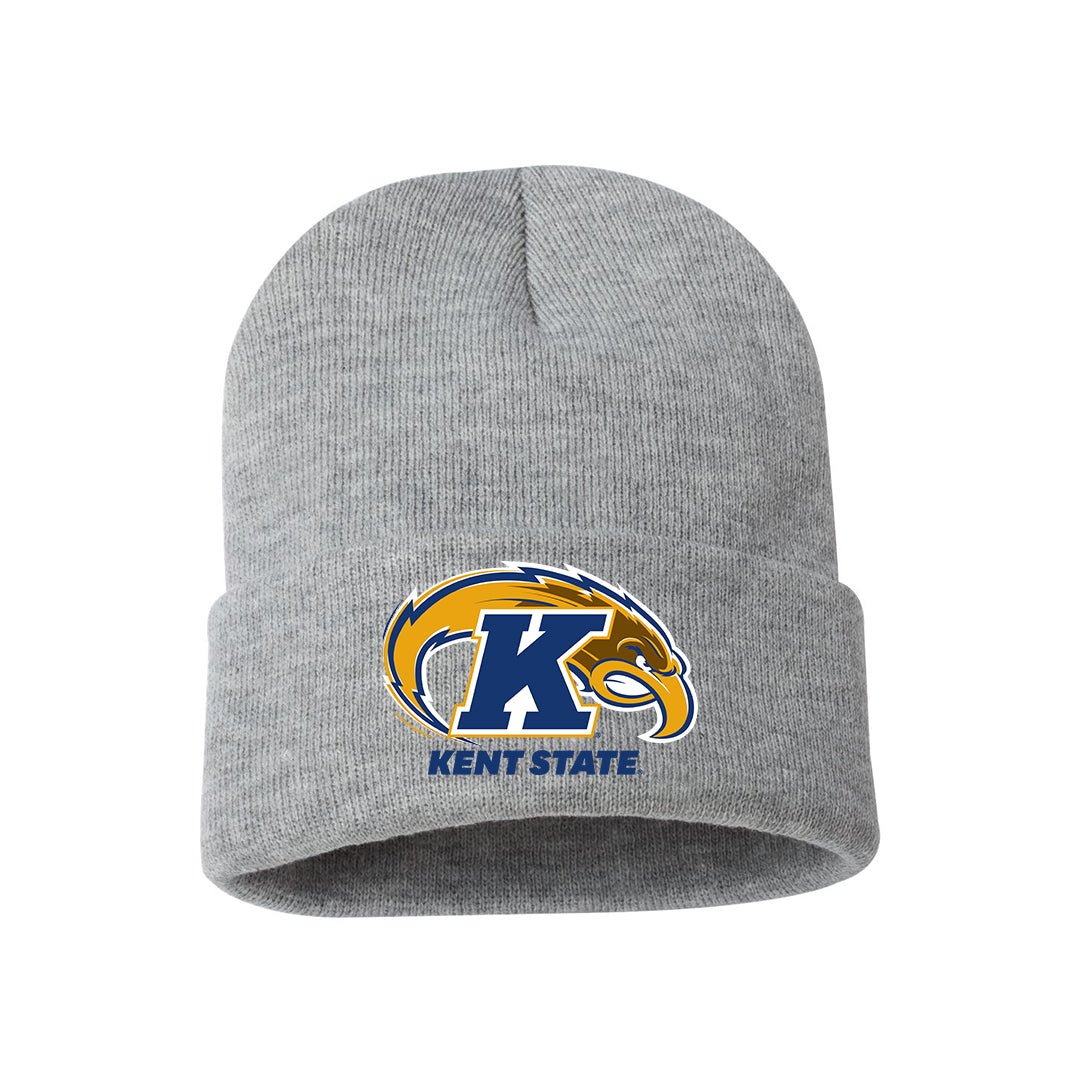 Primary Logo Solid Cuffed Beanie in heather gray featuring the Kent State Golden Flashes logo embroidered on the front, a warm and stylish Kent Sportswear accessory.