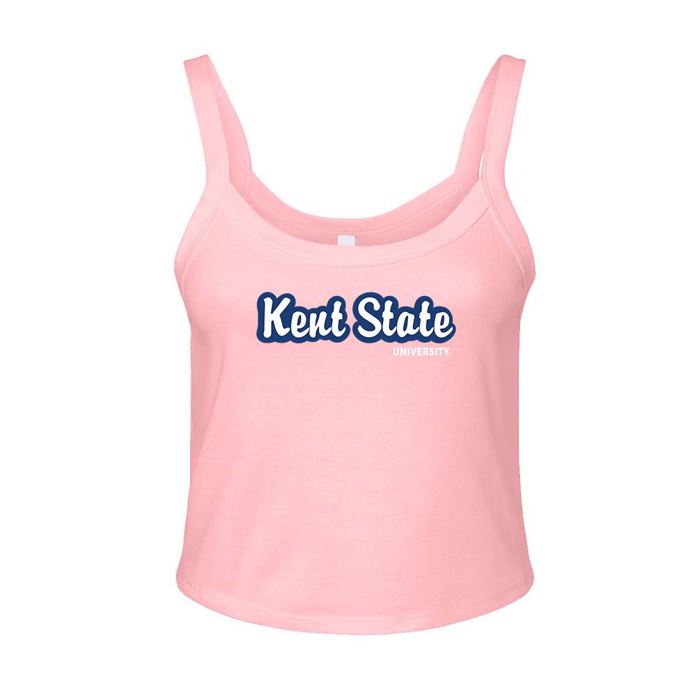 Kent State University Light Pink Strap Tank featuring navy and white Kent State script, a stylish sleeveless top perfect for warm weather Kent State apparel.