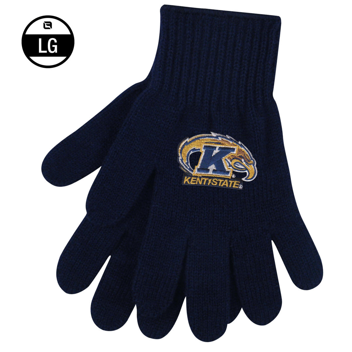 Tailgate Glove Size Large in navy with Kent State Golden Flashes logo embroidered on the back, perfect for showing Kent State apparel spirit during cold weather.