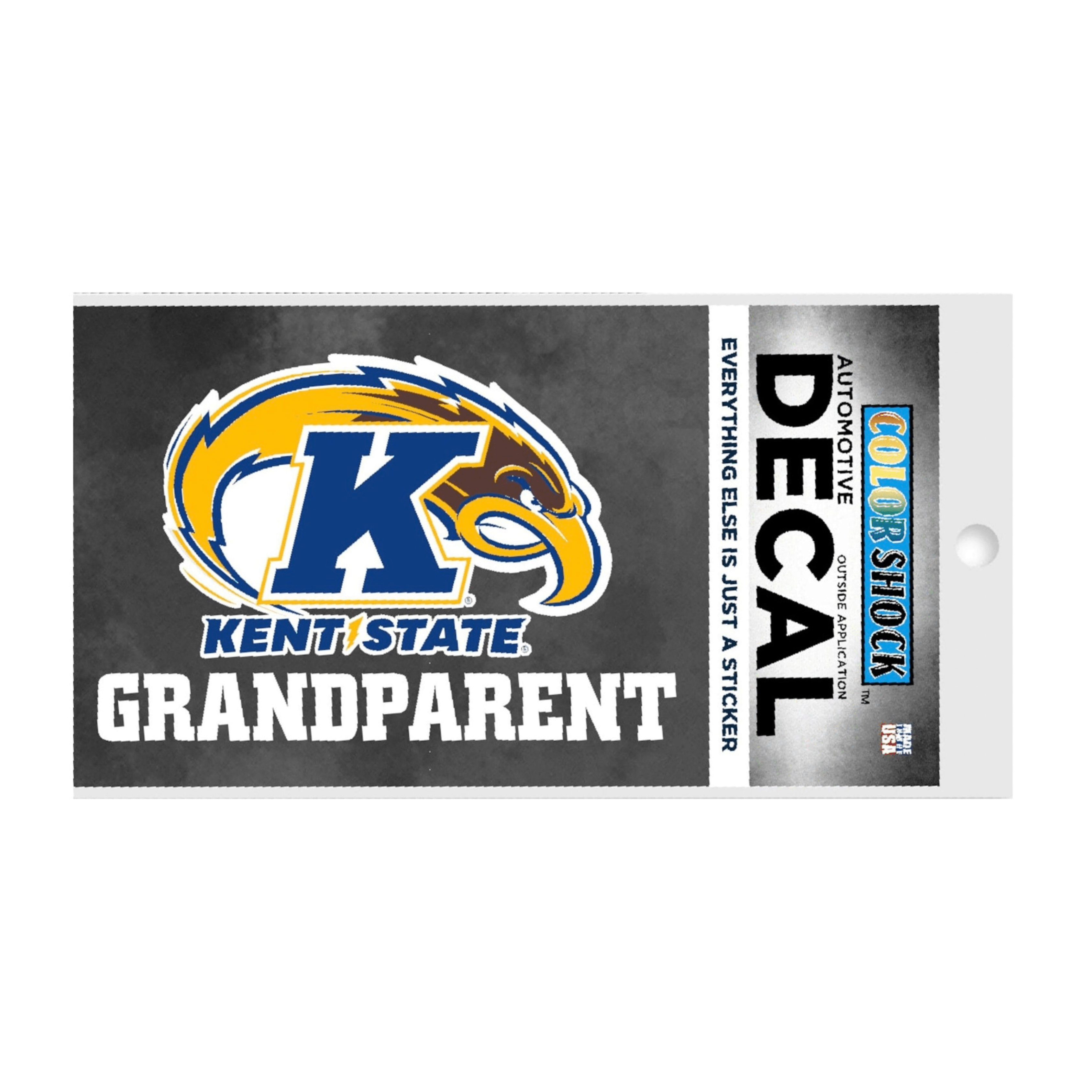 Grandparent Vertical Decal featuring Kent State Golden Flashes logo in blue and gold with bold text, designed for Kent State University fans and apparel.