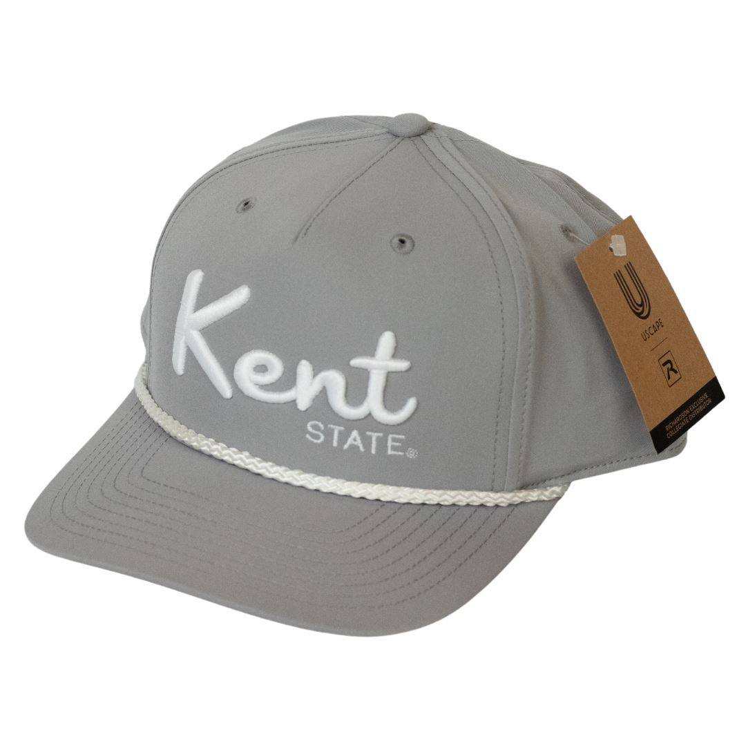 Gray Kent State Hat with White Rope featuring embroidered Kent State logo in white on front, designed for fans of Kent State University apparel and golden flashes clothing.
