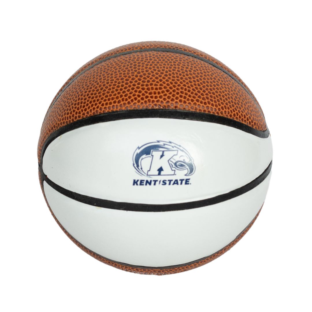 Mini Kent State Basketball For Autographs featuring brown and white panels with the Kent State logo, ideal for collecting signatures from Kent State Golden Flashes players.