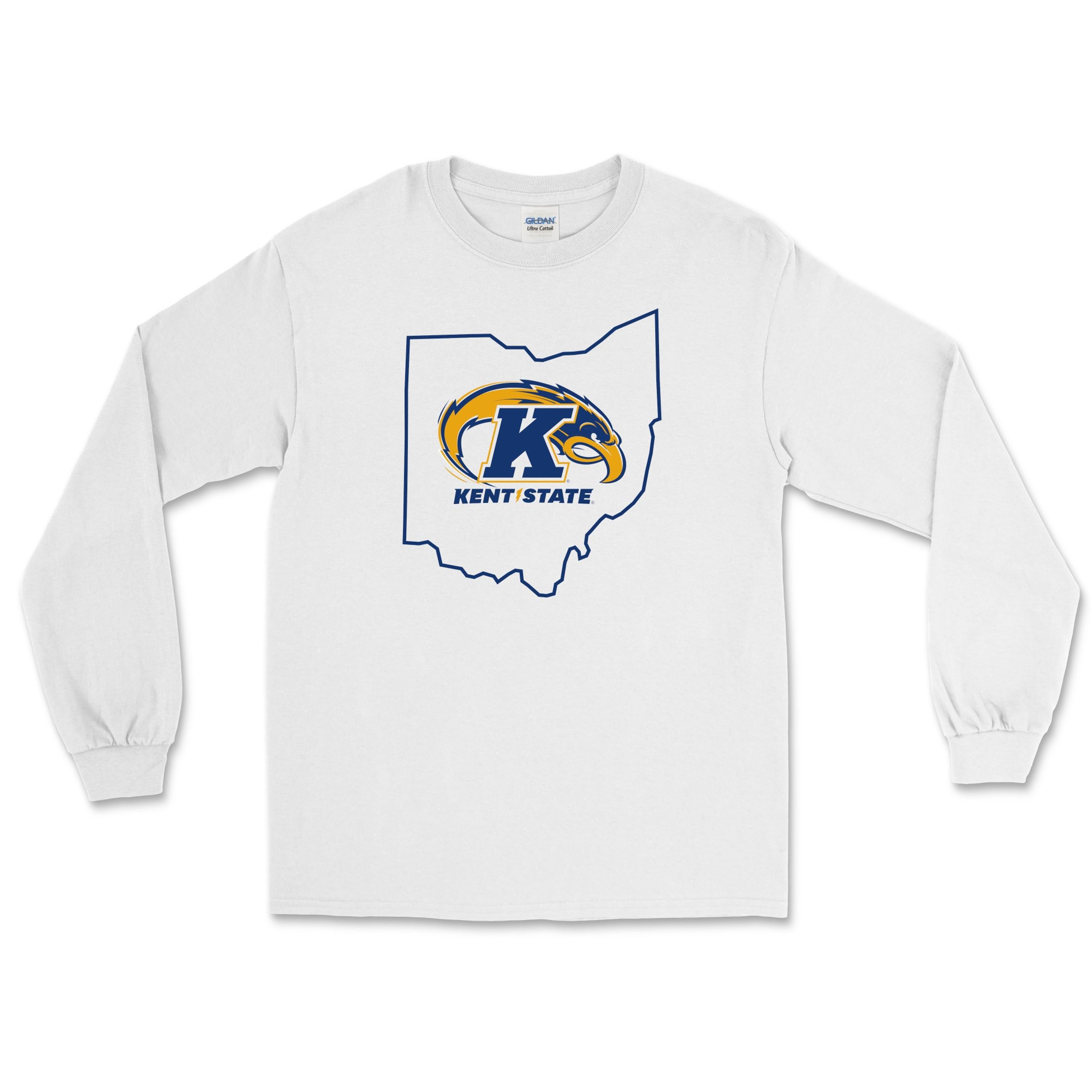 Kent State Eagle In State White Long Sleeve T-Shirt