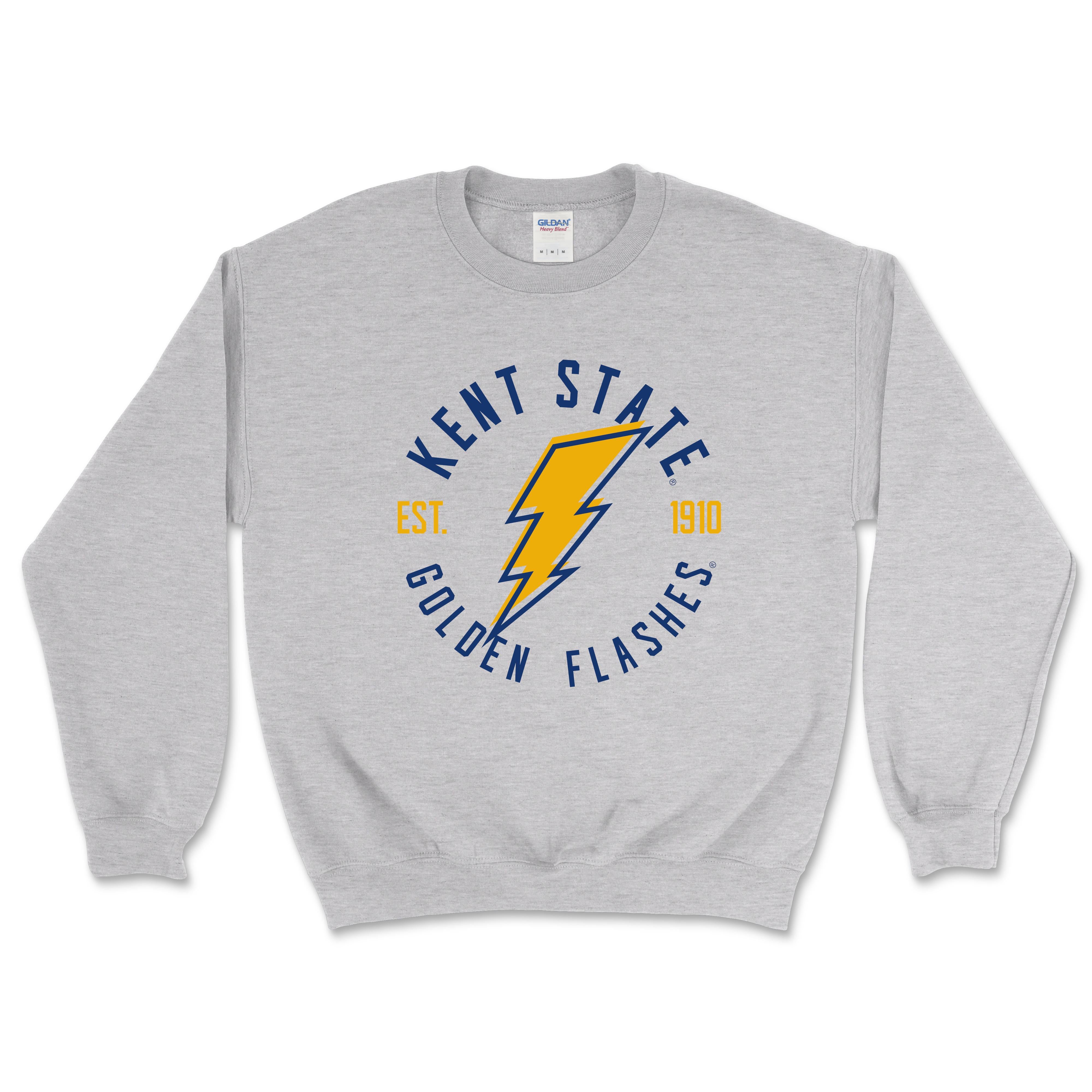 Kent State Light Gray Circle Bolt Off Center Crewneck Sweatshirt