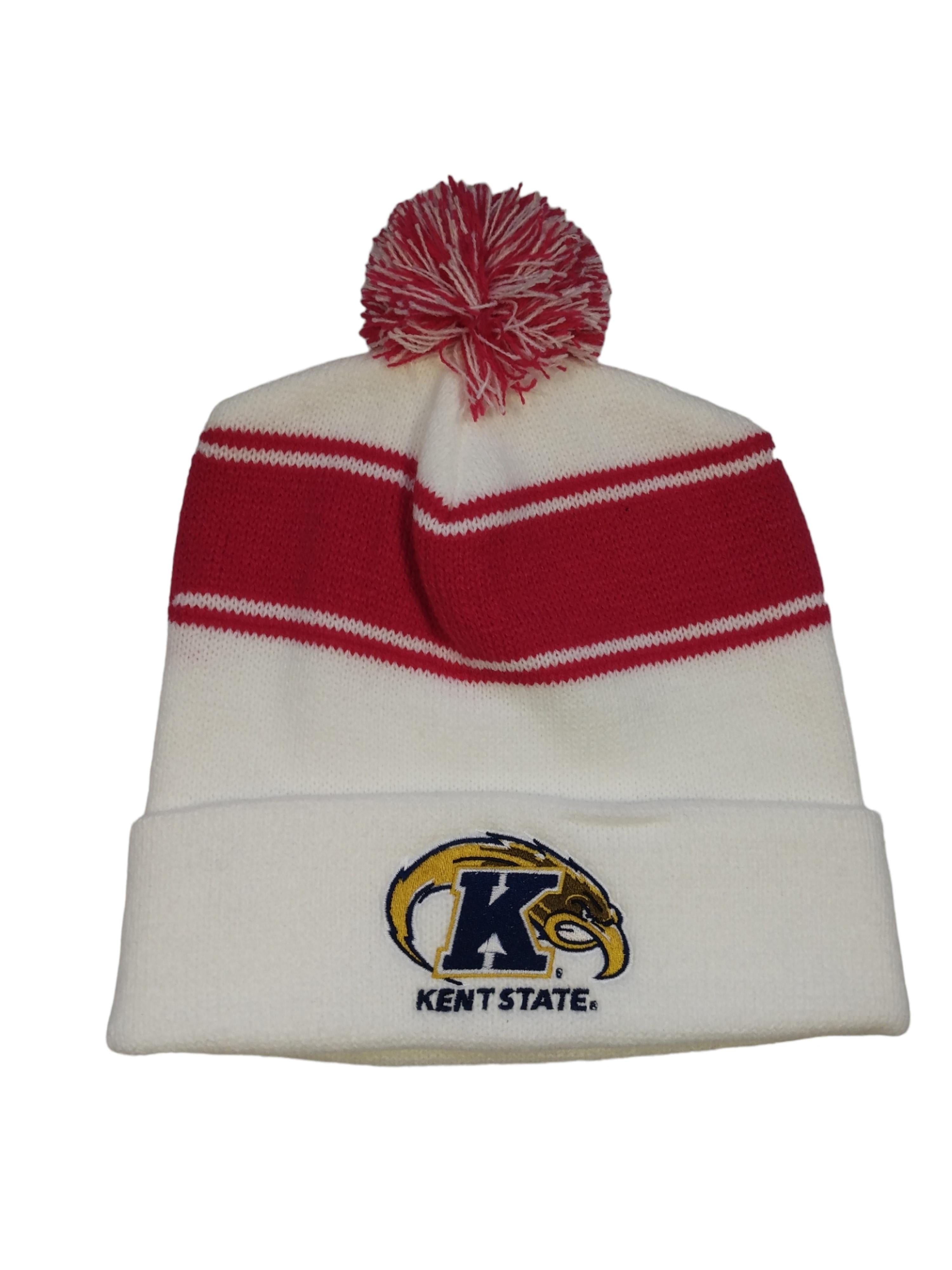 Primary Logo White & Pink Pom Beanie