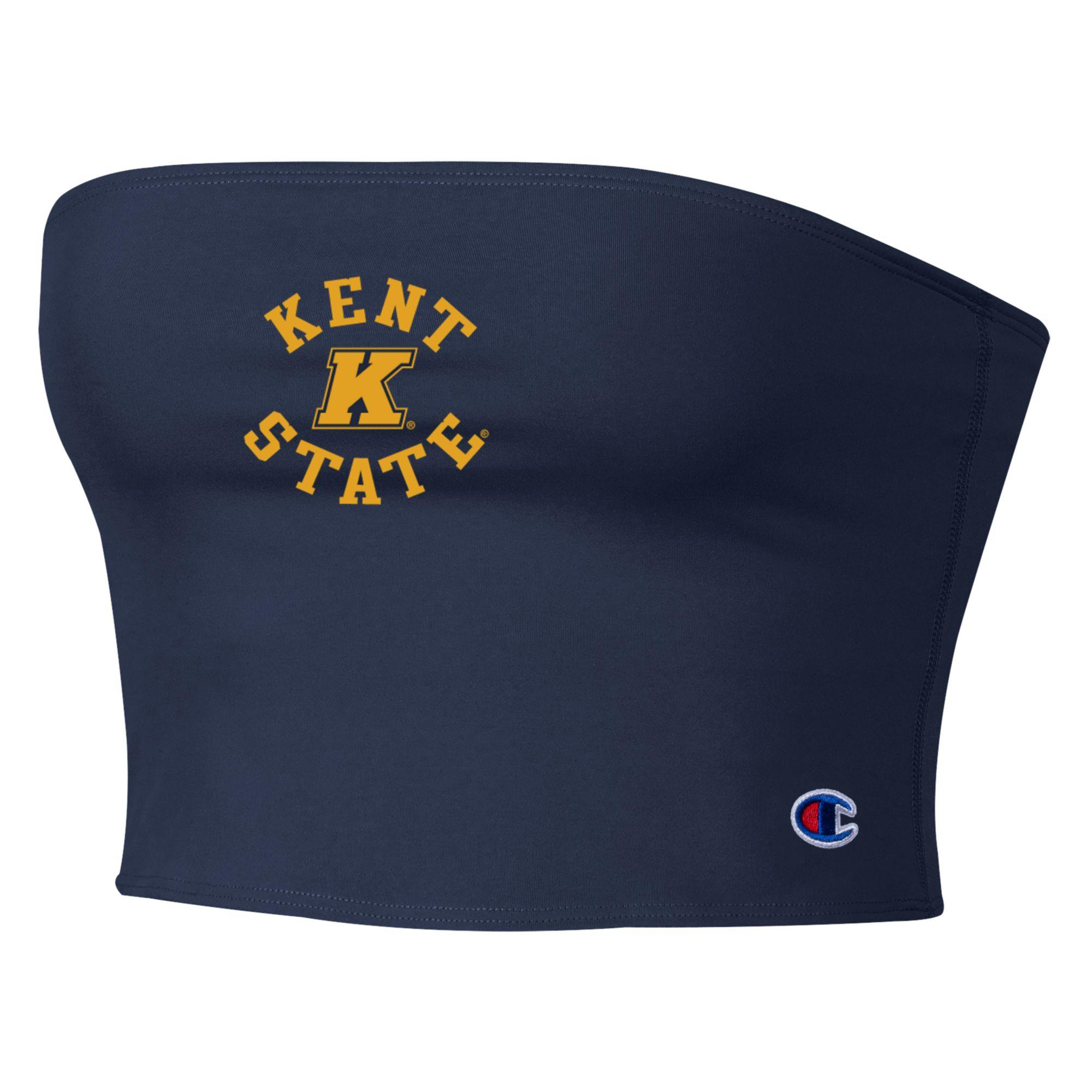 Navy Champion Tube Top featuring Kent State logo in gold letters with a large K in the center, perfect for Kent State University apparel and casual wear.