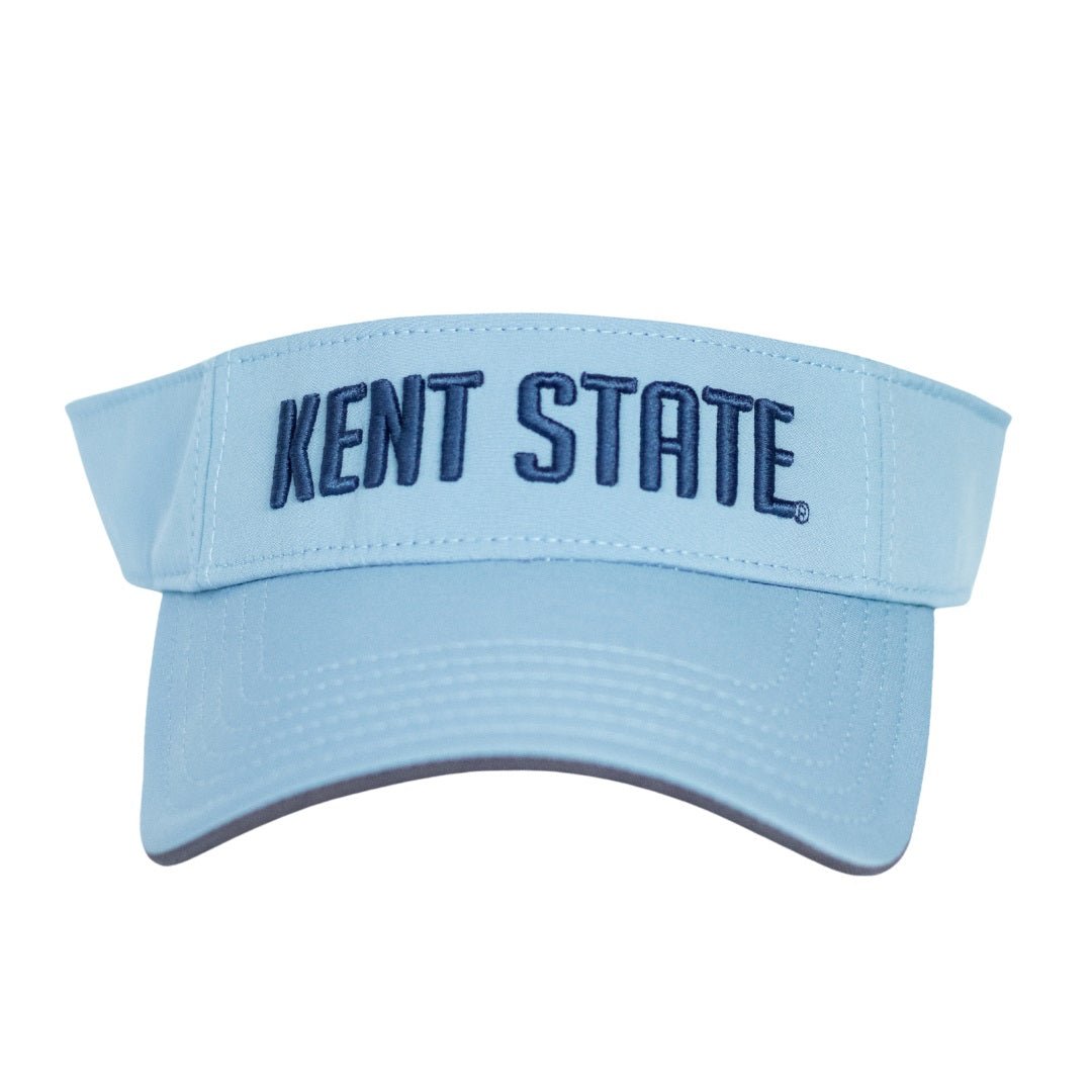 Kent State Light Blue Visor featuring embroidered navy text, made for fans of Kent State University showing school spirit with comfortable, stylish headwear.