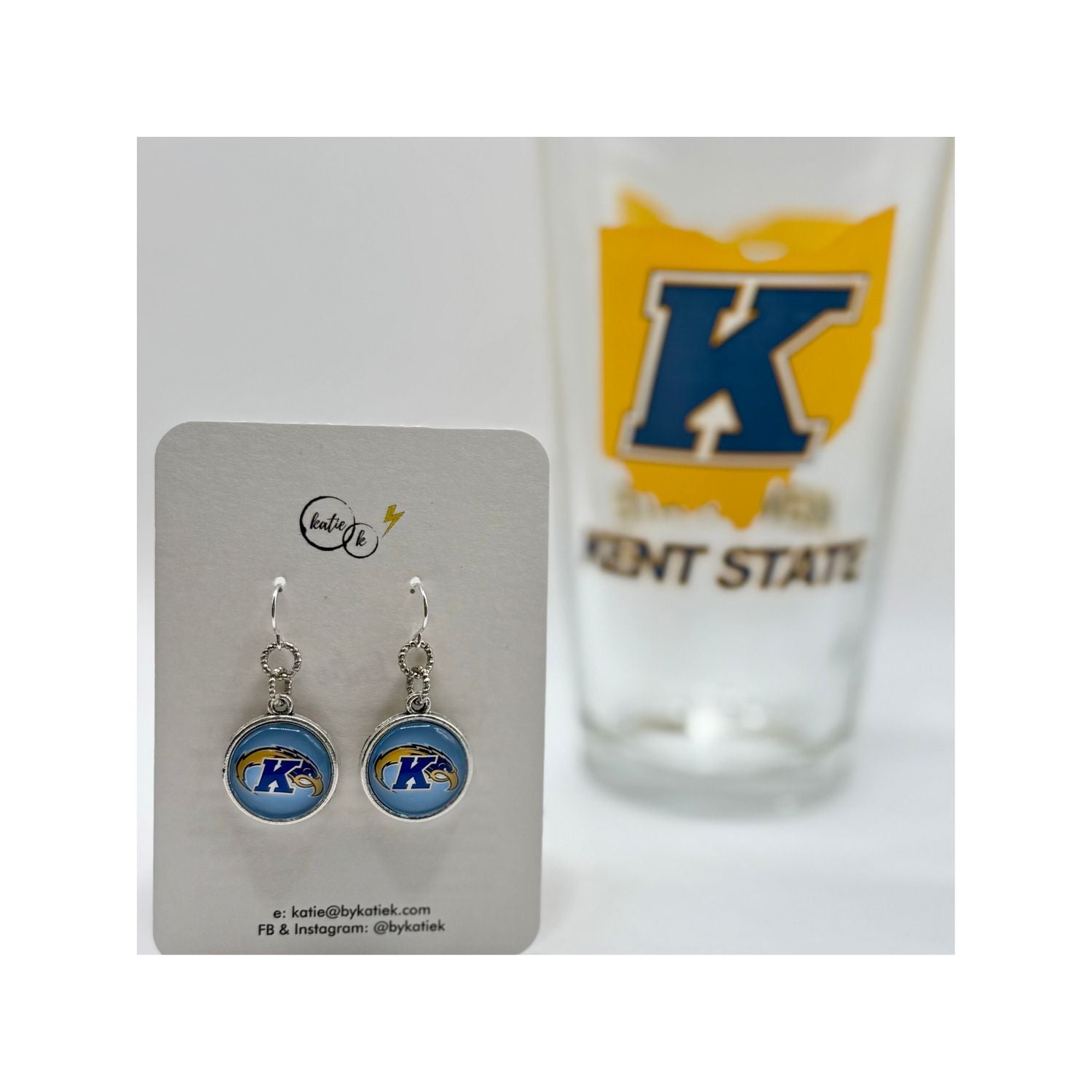 Kent State Powder Blue/ Light Blue Athletic Logo Eagle Earring