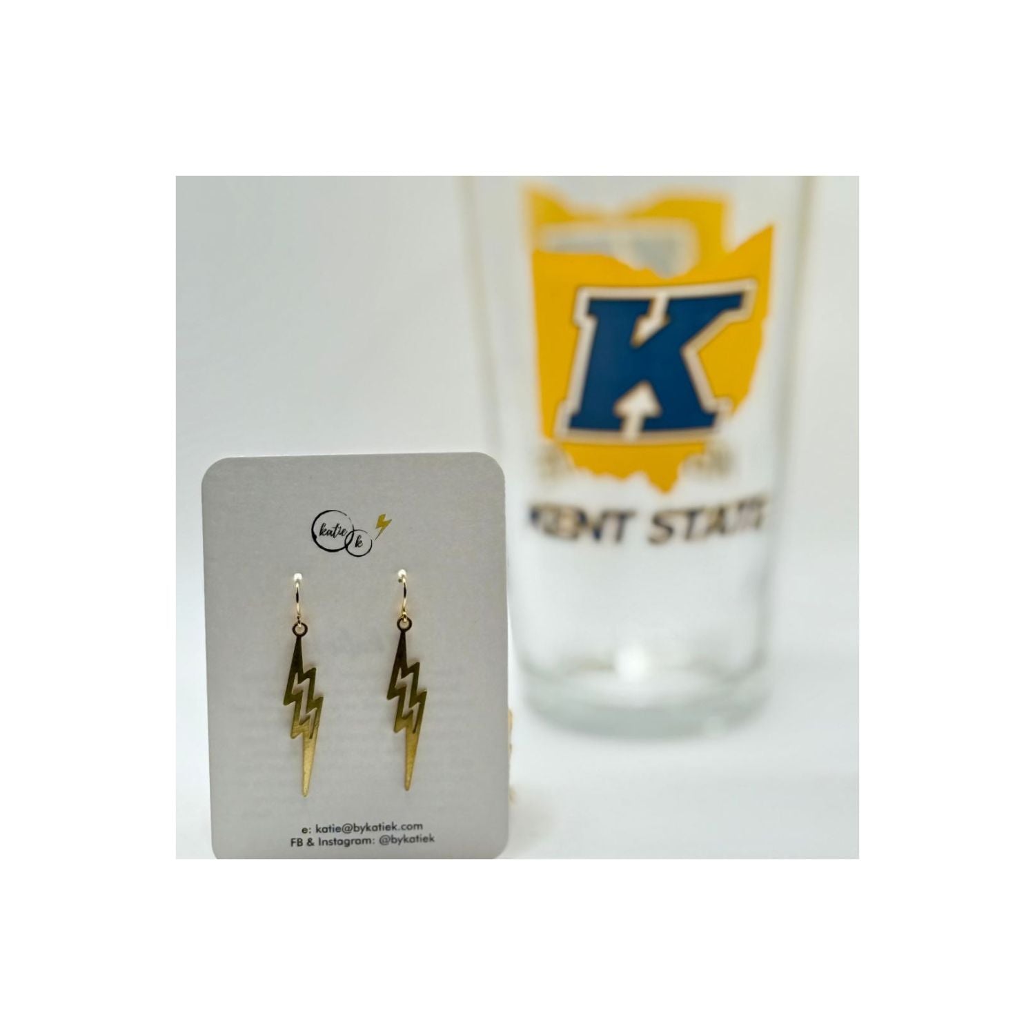 Large Gold Laser Cut Lightning Bolt Earrings