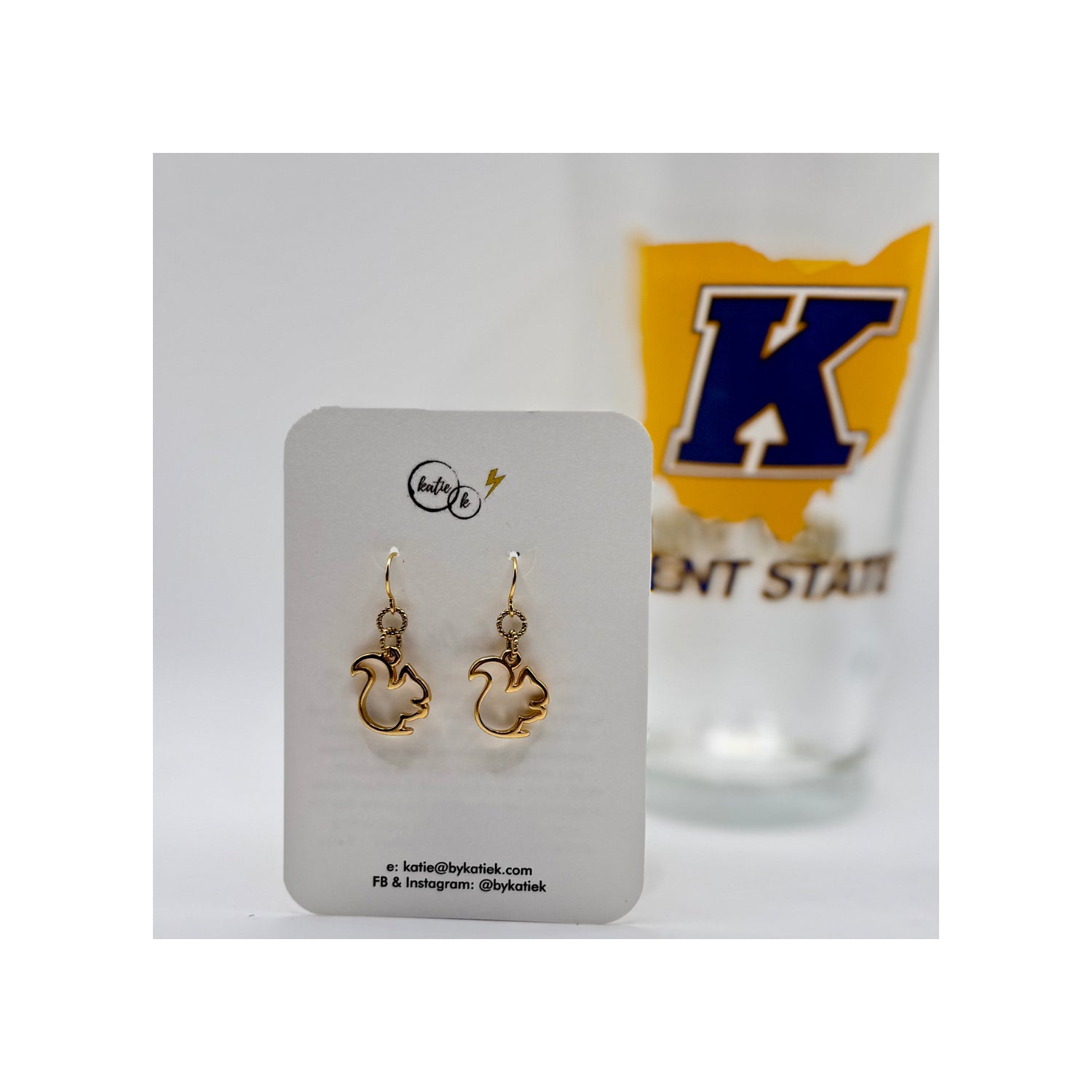 Laser Cut Gold Squirrel Earrings