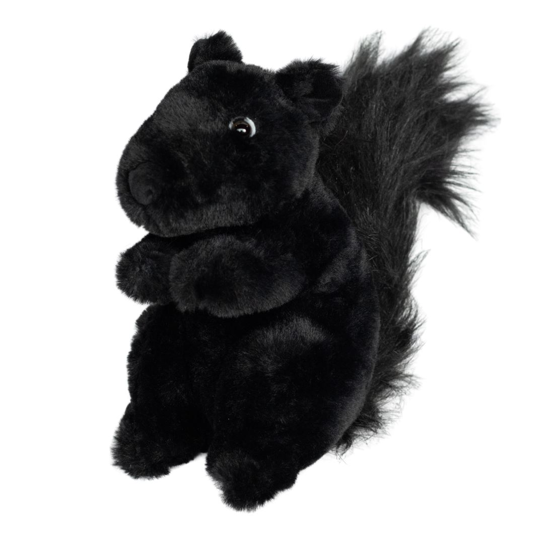 Soft and cuddly Kent, Ohio Plush Black Squirrel with shiny eyes and a fluffy tail, perfect as a charming collectible or gift for Kent State University fans.
