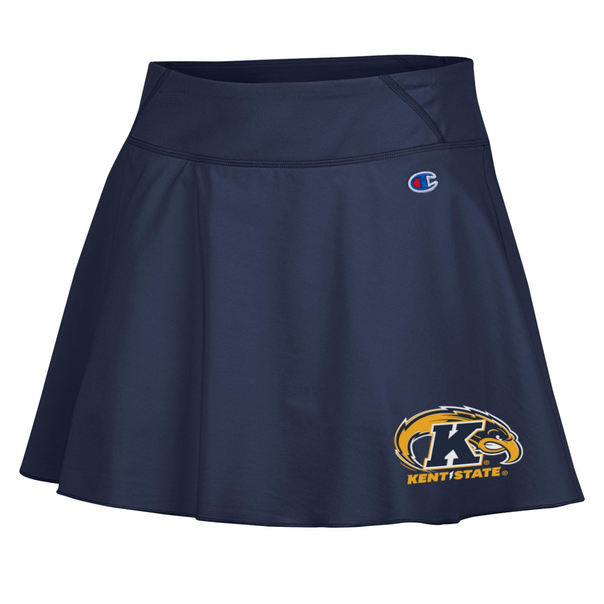 Navy blue Champion Skirt featuring the Kent State Golden Flashes logo, designed for comfortable and stylish Kent State apparel.