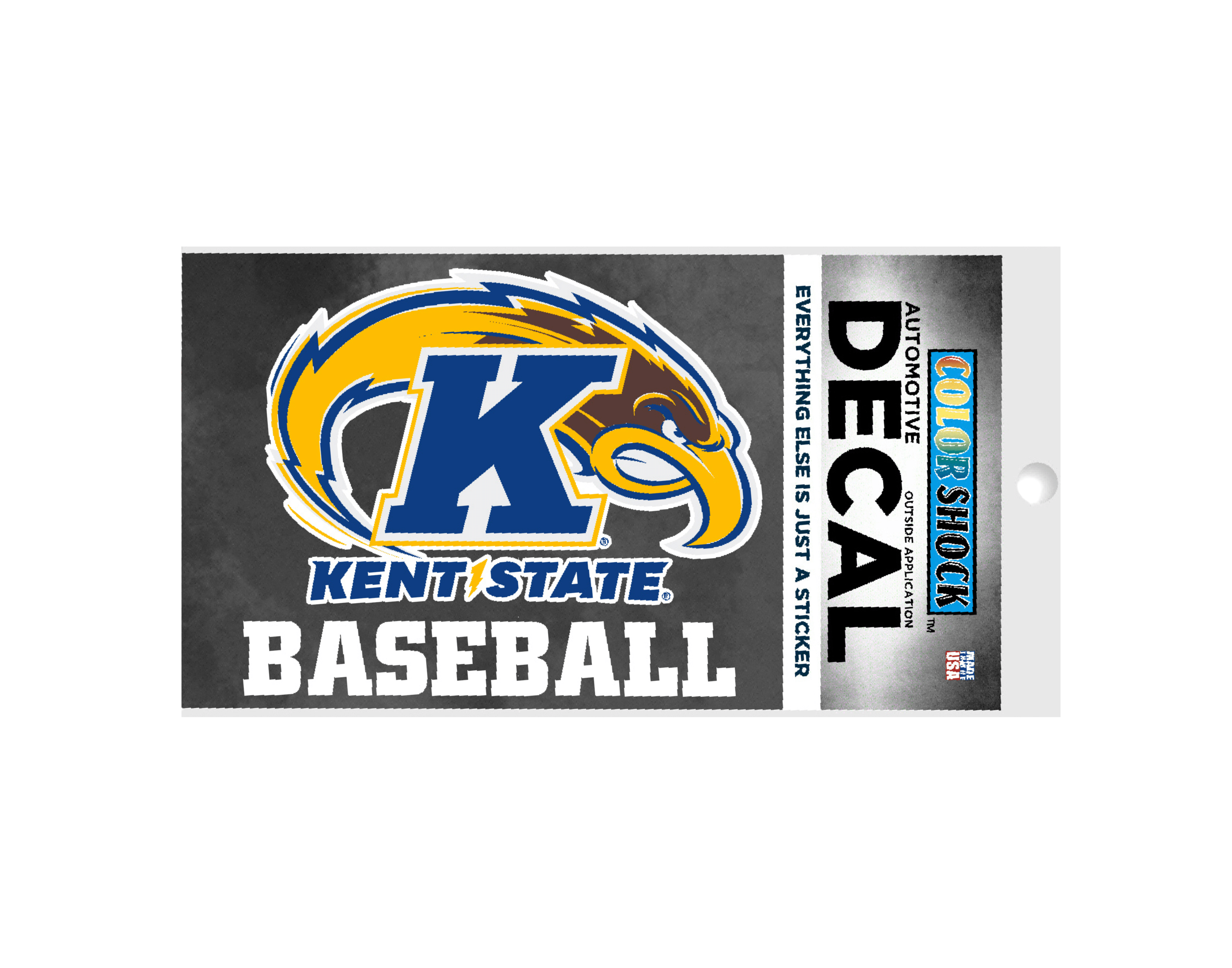 Kent State Baseball Decal featuring the Kent State Golden Flashes mascot and logo in blue and gold, designed for fans of Kent State University baseball apparel.