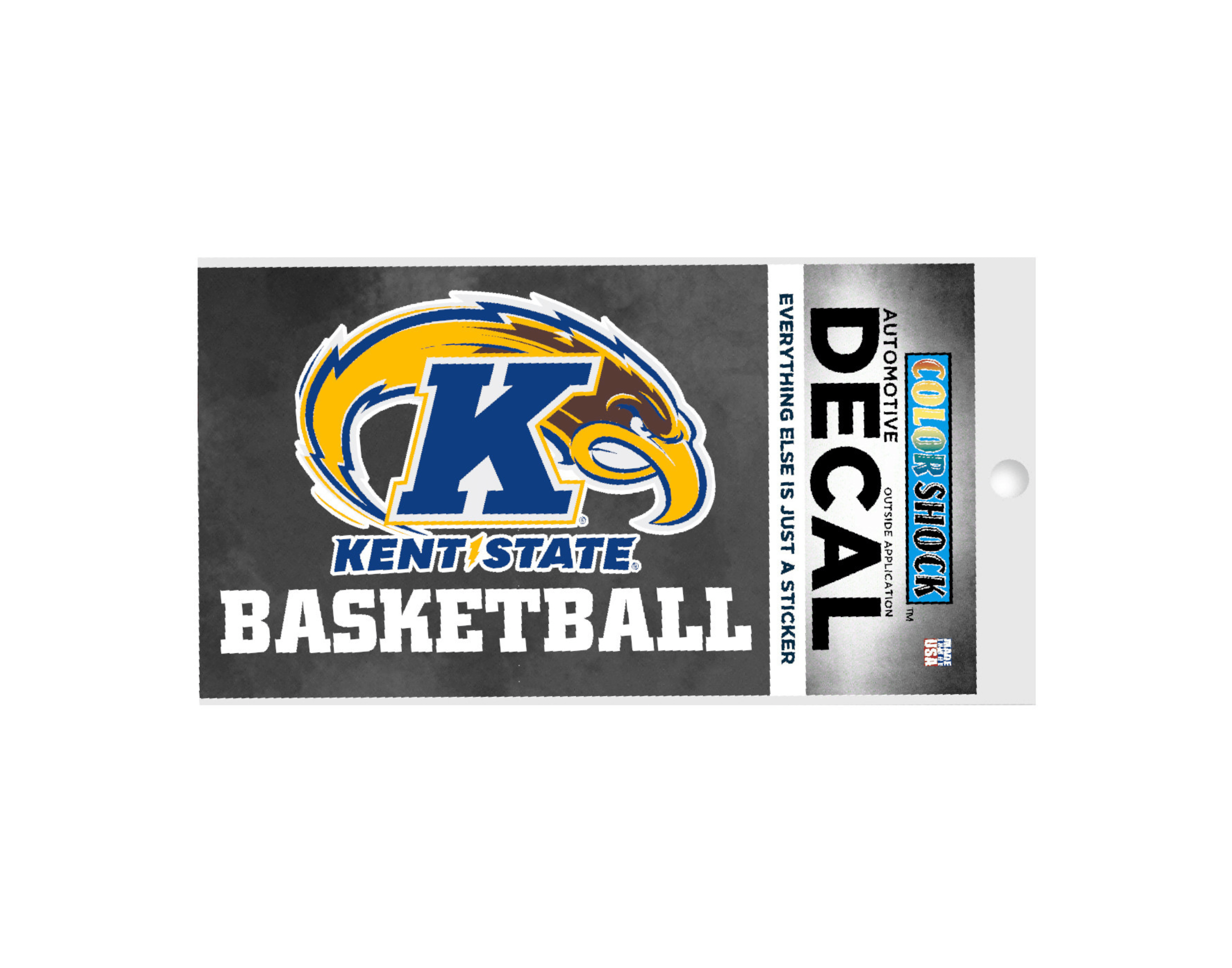 Kent State Basketball Decal featuring the blue and gold Golden Flashes logo with bold lettering on a dark background, perfect for showing Kent State pride.