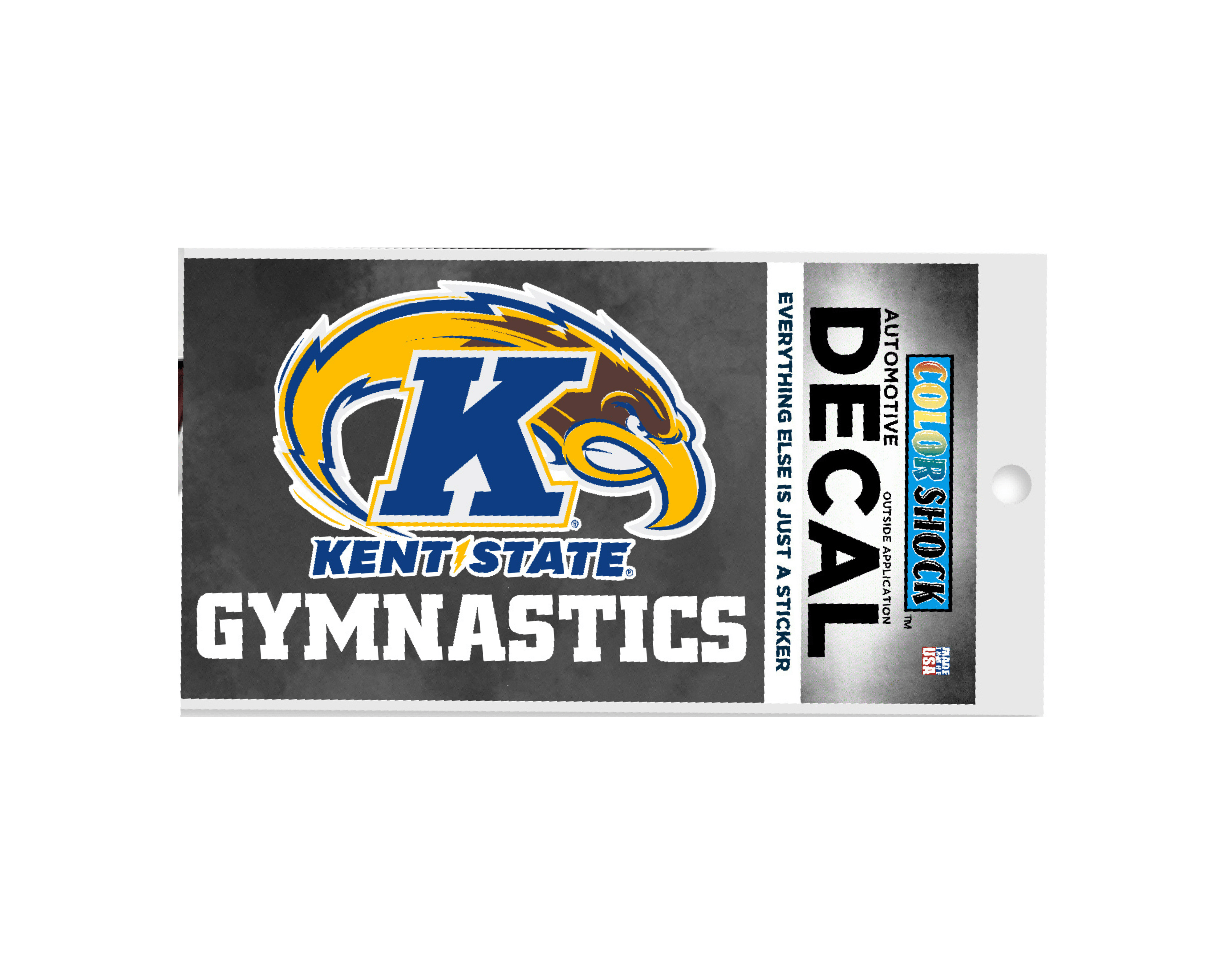 Kent State Gymnastics Decal featuring the Kent State Golden Flashes logo with a bold K and an eagle head, designed for displaying school spirit on vehicles or personal items.