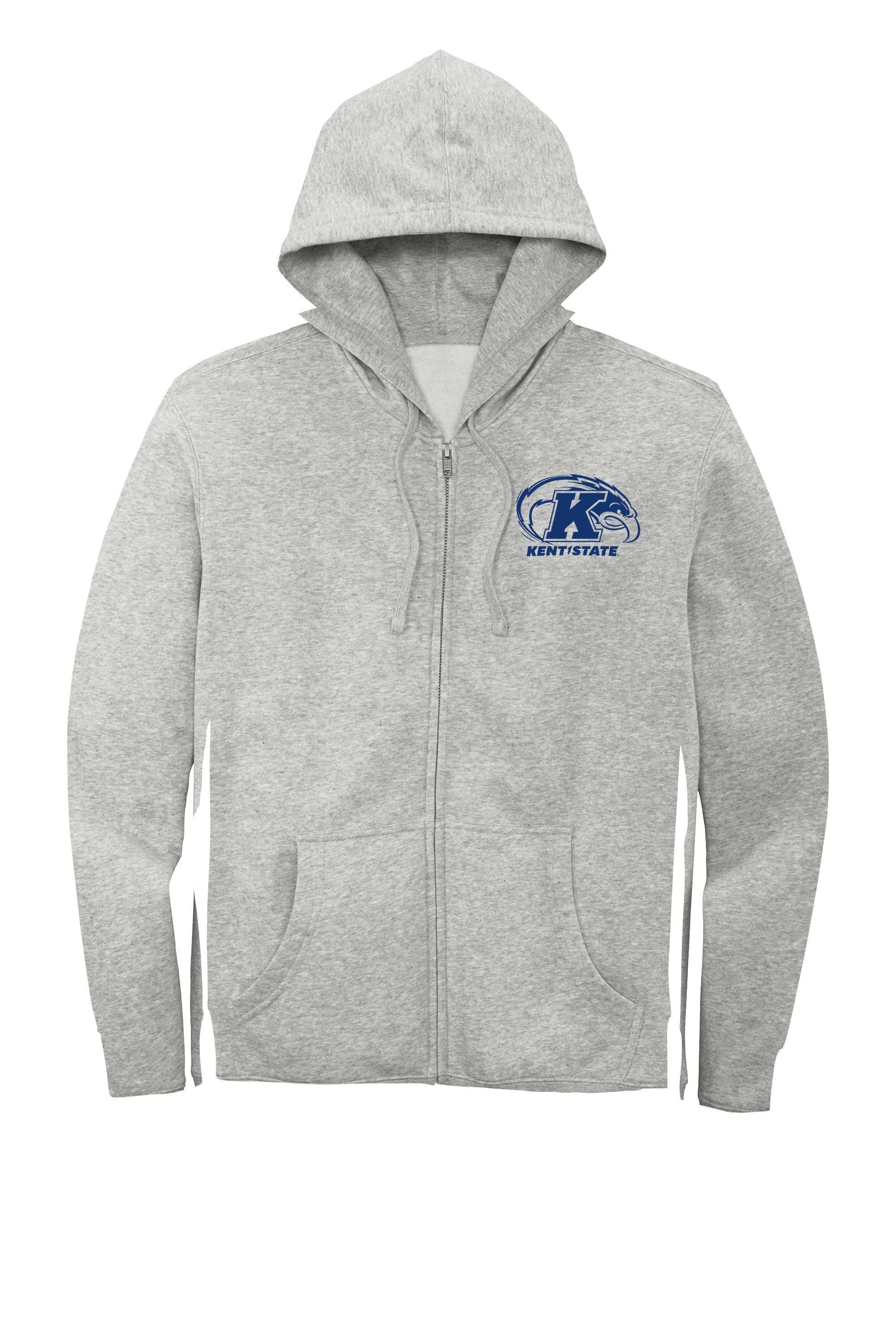 Gray Full Zip Hoodie With Left Chest Logo