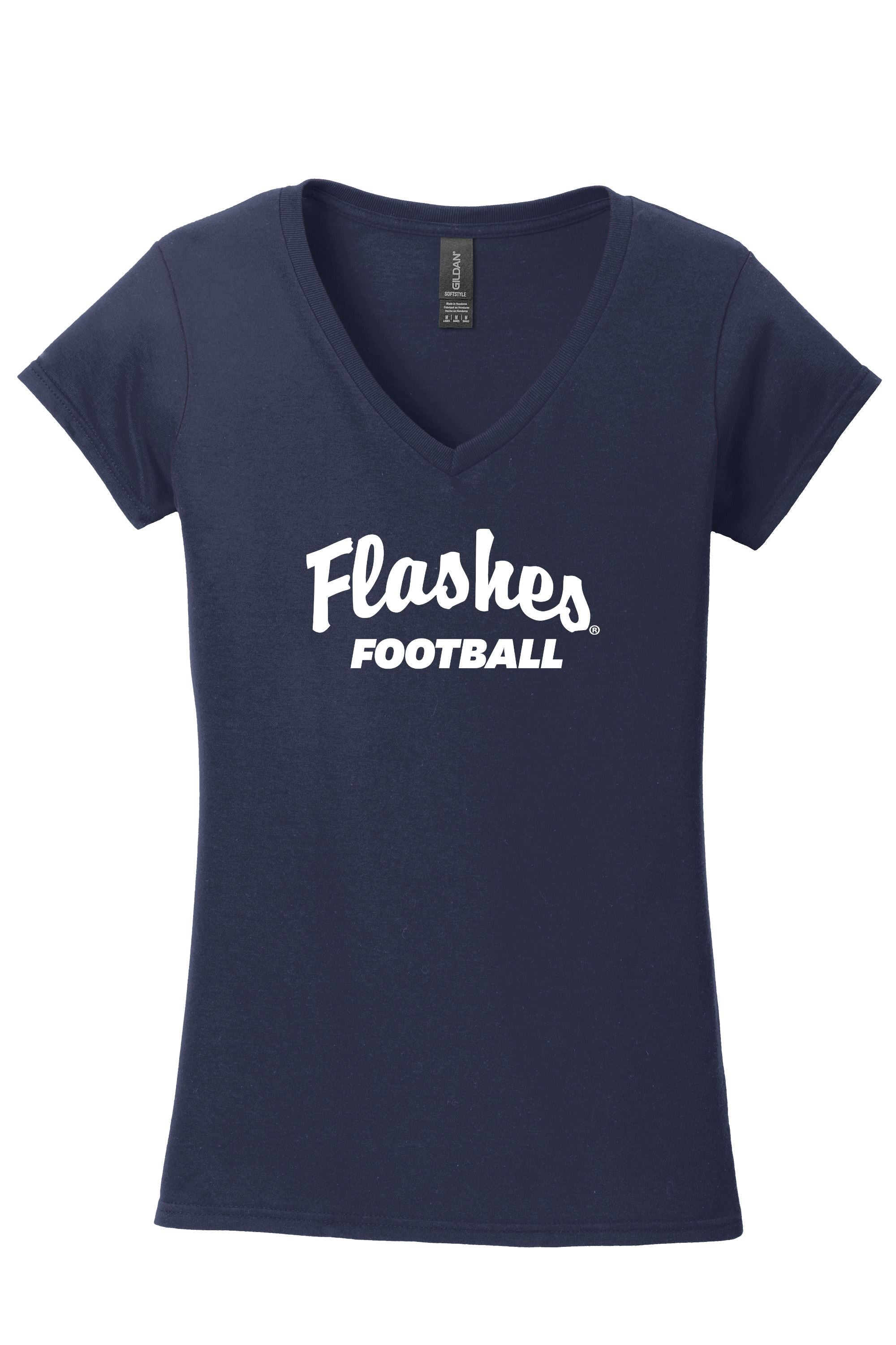 Kent State Football Flashes Script Women's V-Neck