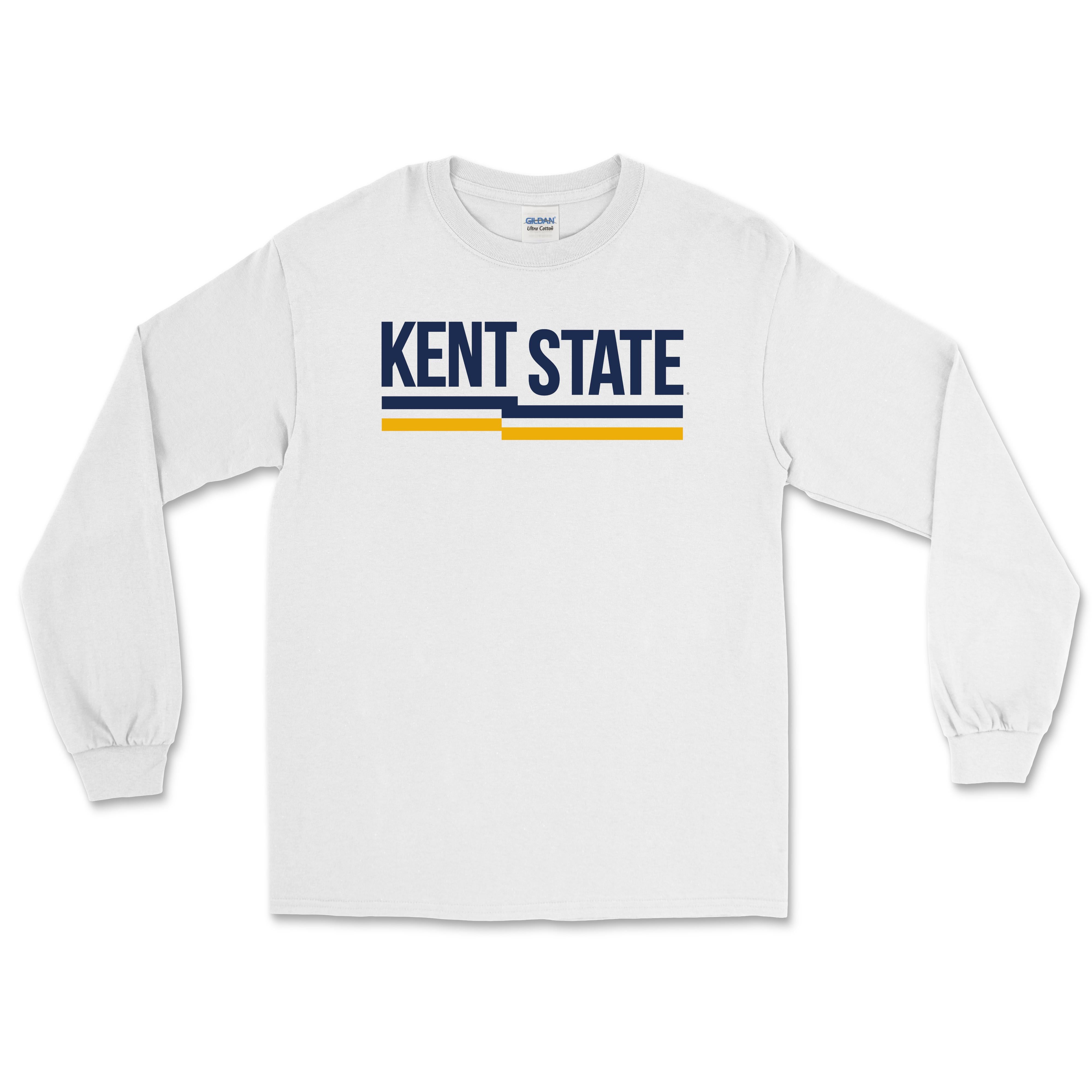 Kent State White Over Line Sleeve T-Shirt