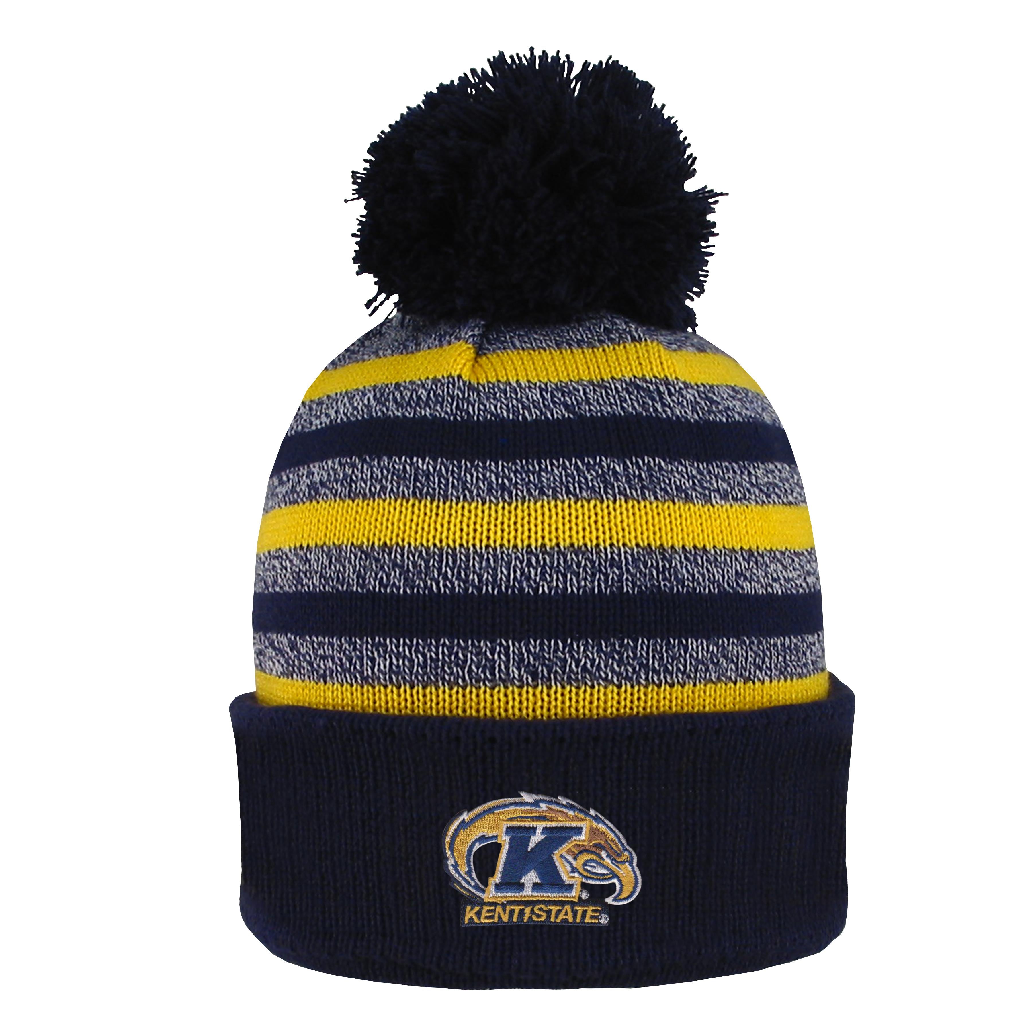 Kent State Marled Yarn Cuff Hat With Pom