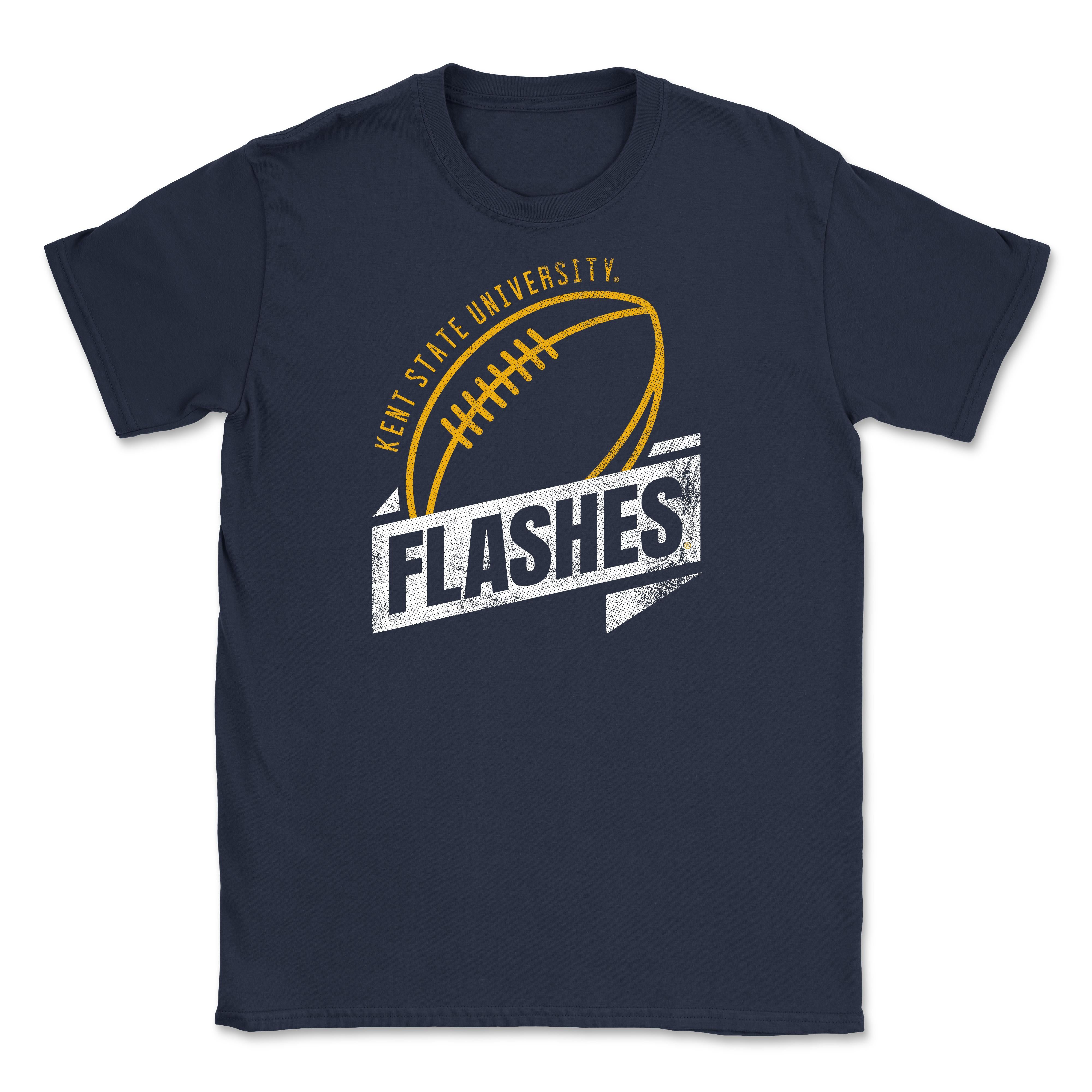 Kent State Navy Large Distress Football T-Shirt