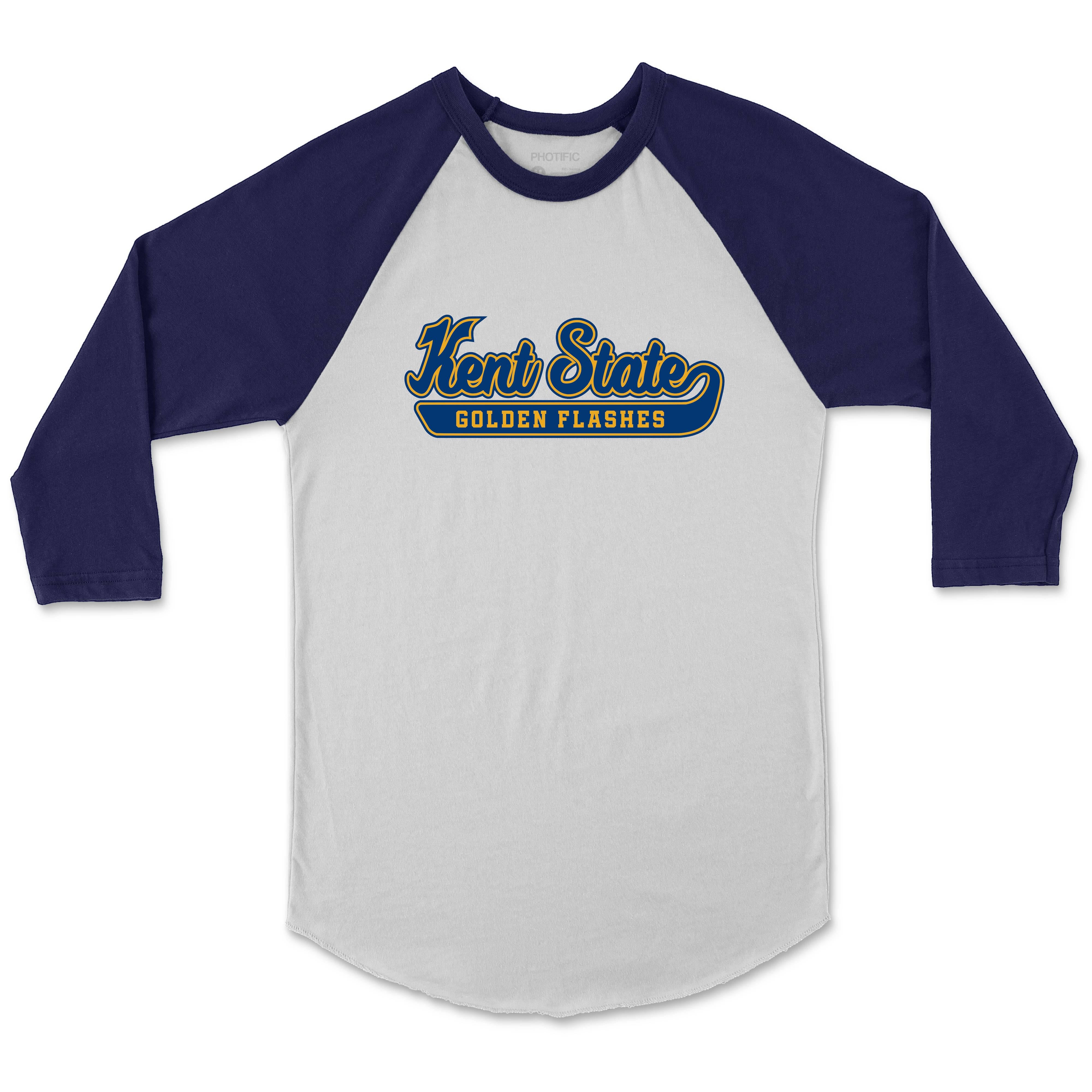 Kent State White Mock Baseball Long Sleeve T-Shirt