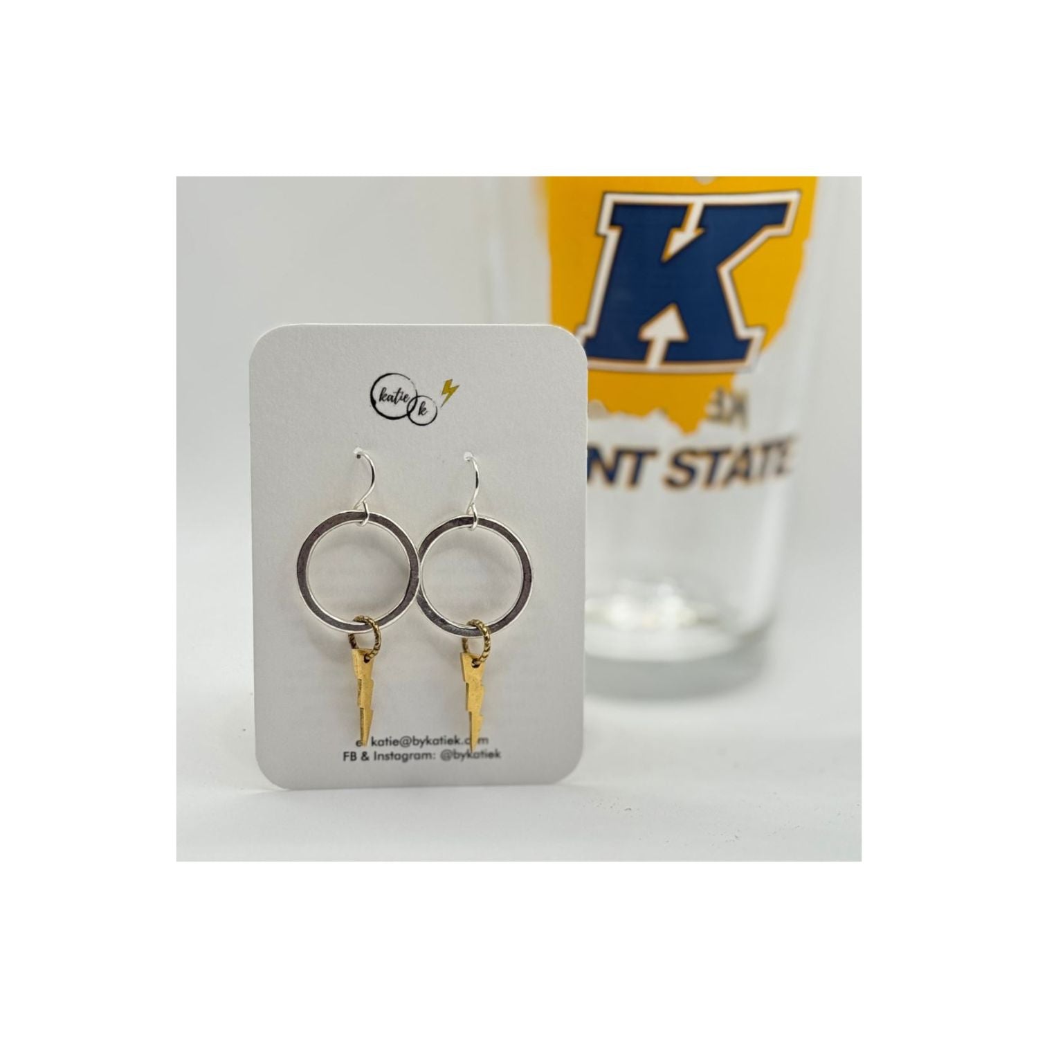 Silver Organic Hoop Golden Flash Earrings