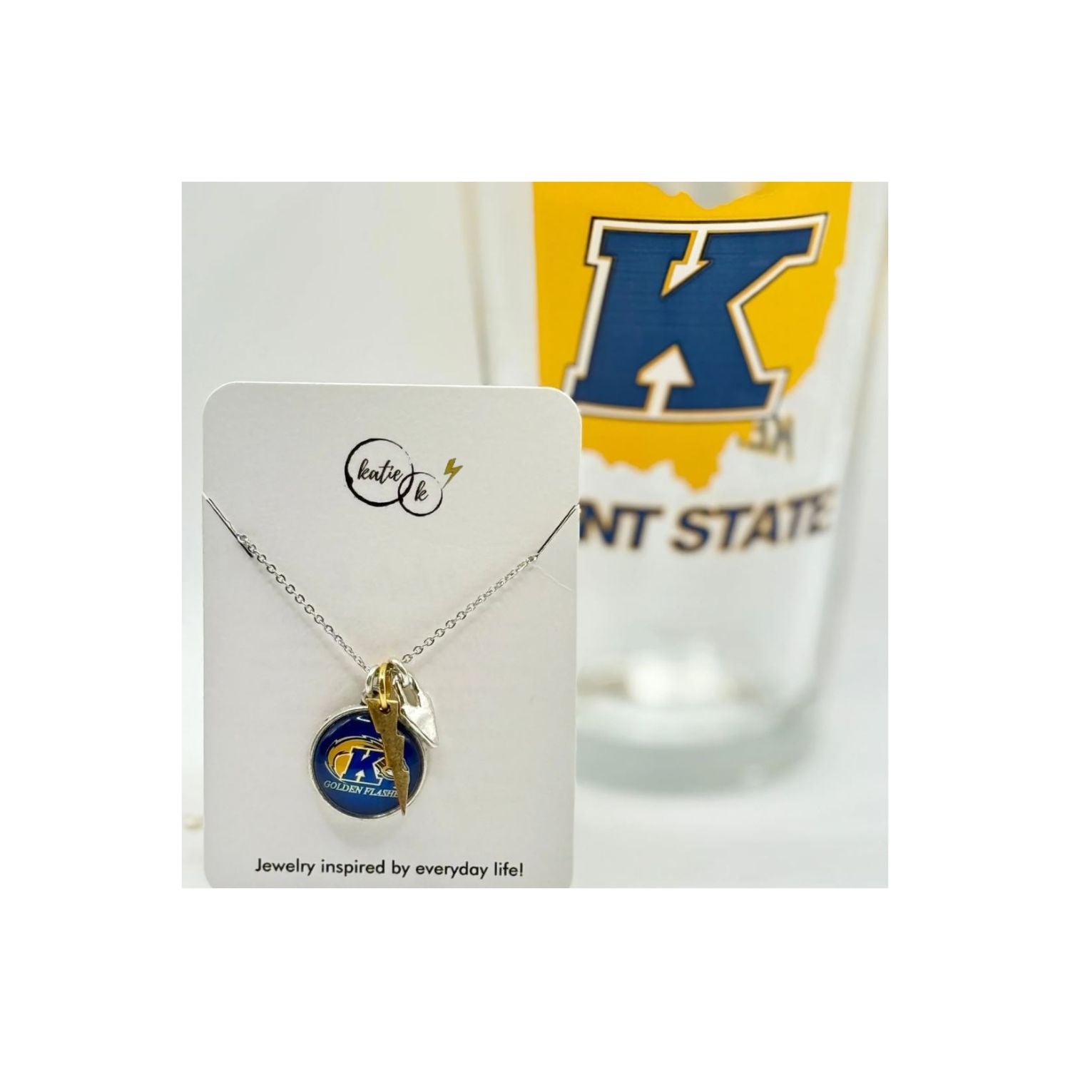 Navy Kent State Athletic Logo Necklace