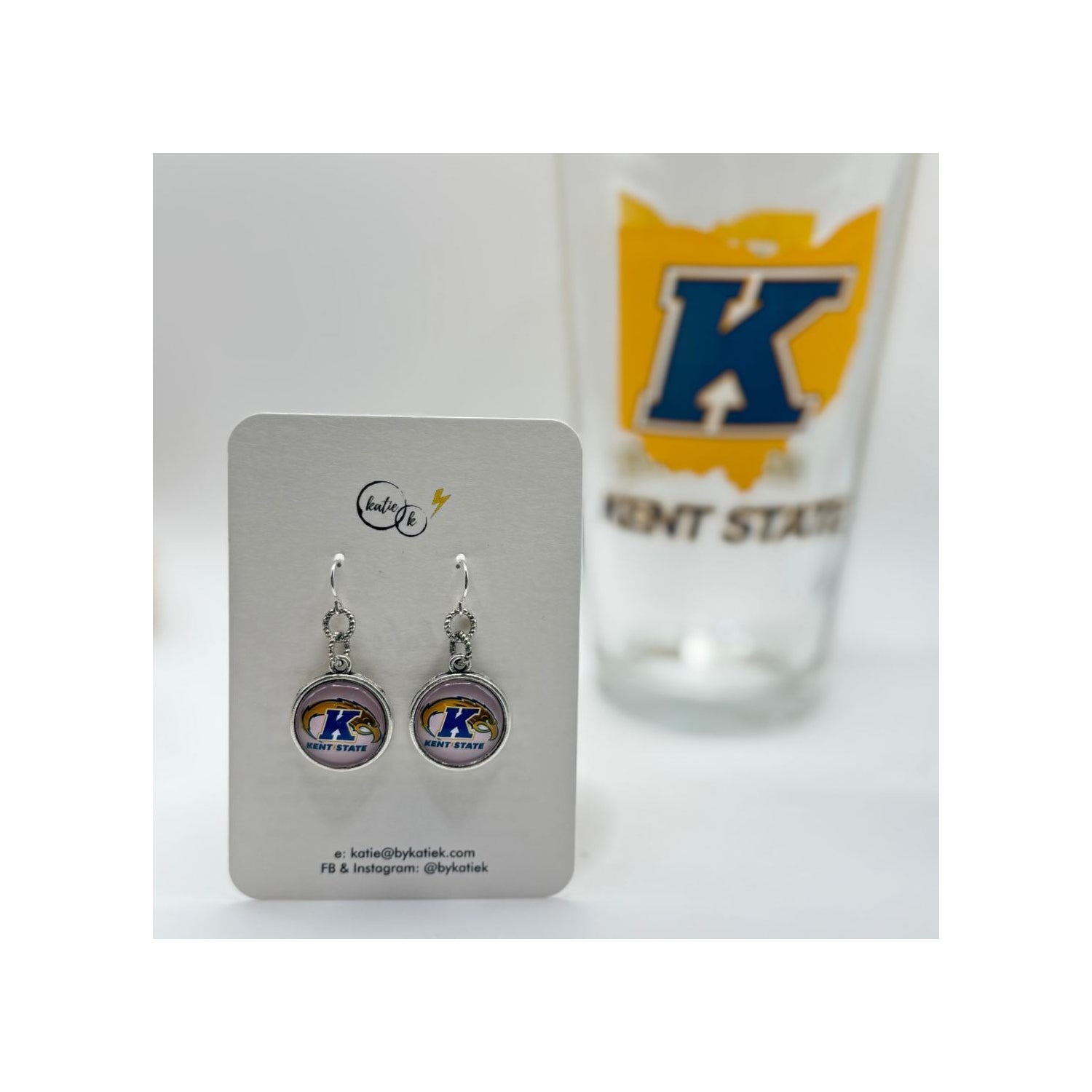 Kent State Light Pink Athletic Logo Eagle Earring