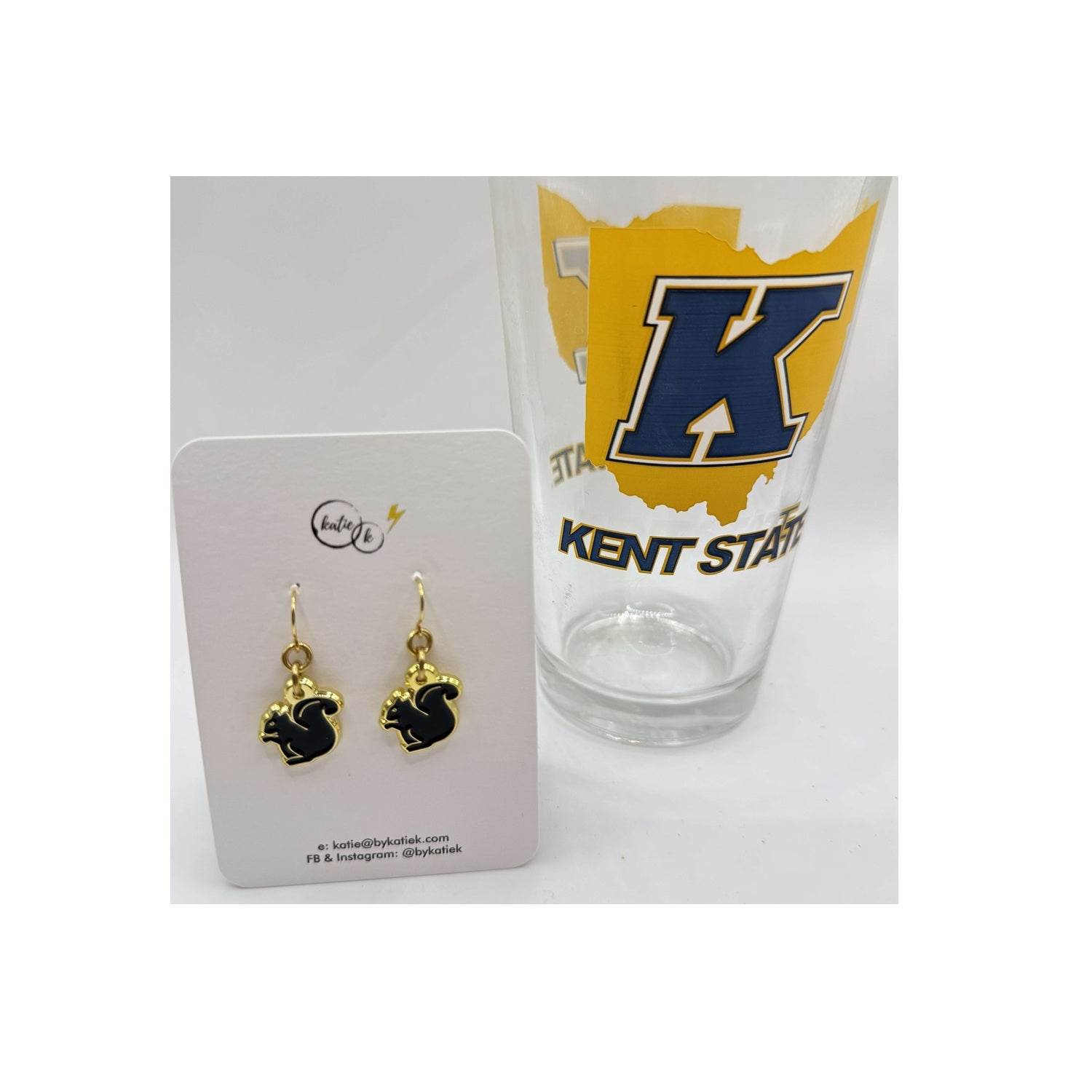 Enamel Double Black Squirrel Earrings