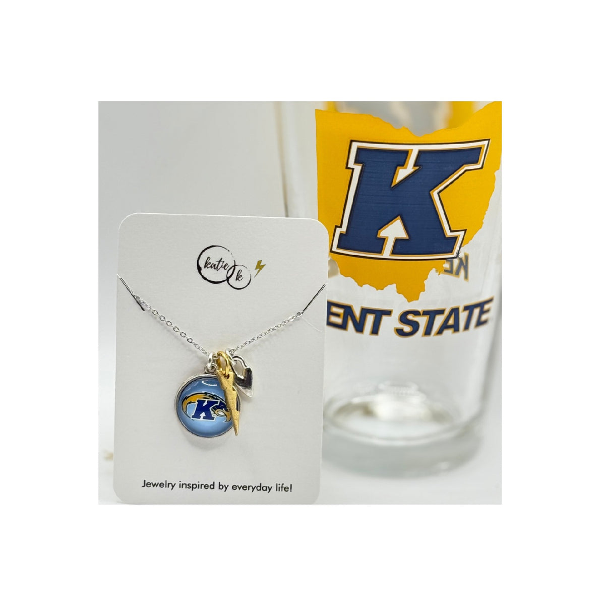 Kent State Powder Blue Athletic Logo Eagle Necklace